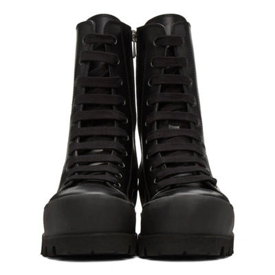 Shop Ann Demeulemeester Black Leather Lace-up Boots In Tucson Nero