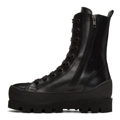 Shop Ann Demeulemeester Black Leather Lace-up Boots In Tucson Nero