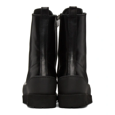 Shop Ann Demeulemeester Black Leather Lace-up Boots In Tucson Nero