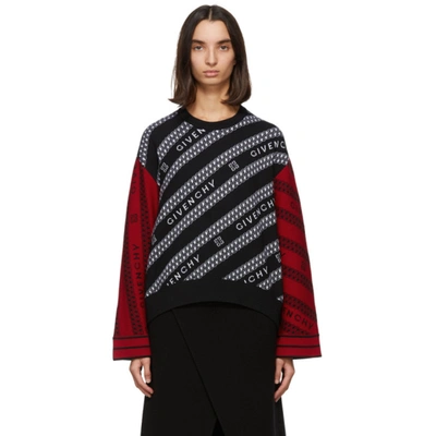 Shop Givenchy Black & Red Wool Chain Sweater In 199 White/r