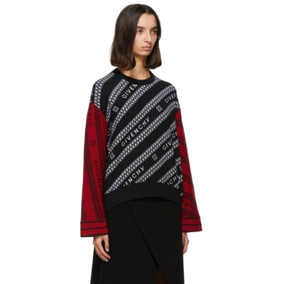 Givenchy Black & Red Wool Chain Sweater In 199 White/r