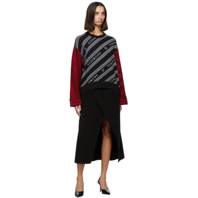 Givenchy Black & Red Wool Chain Sweater In 199 White/r