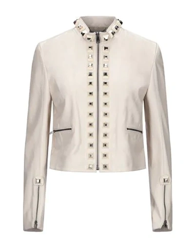 Shop Fendi Biker Jacket In Beige