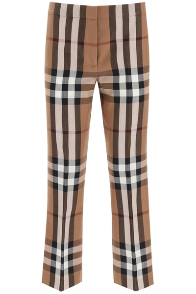 Shop Burberry Isabelle Wool Trousers In Birch Brown Ip Pttn