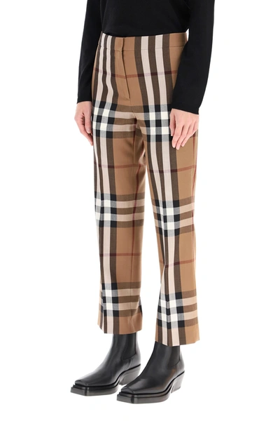 Shop Burberry Isabelle Wool Trousers In Birch Brown Ip Pttn