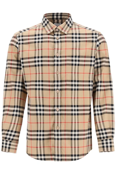 Shop Burberry Vintage Check Flannel Shirt In Archive Beige