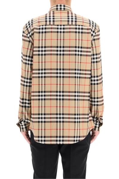 Shop Burberry Vintage Check Flannel Shirt In Archive Beige