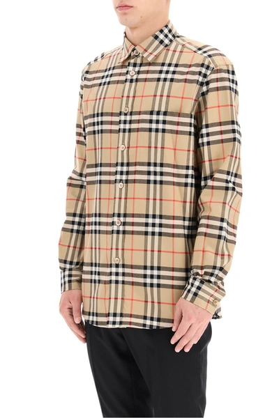 Shop Burberry Vintage Check Flannel Shirt In Archive Beige