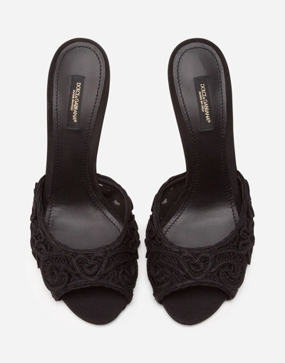 Shop Dolce & Gabbana Cordonetto Lace Mules In Black