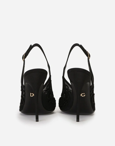 Shop Dolce & Gabbana Embroidered Slingbacks In Black