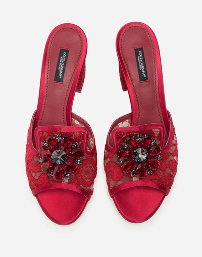 Shop Dolce & Gabbana Taormina Lace Mules With Crystal Brooch