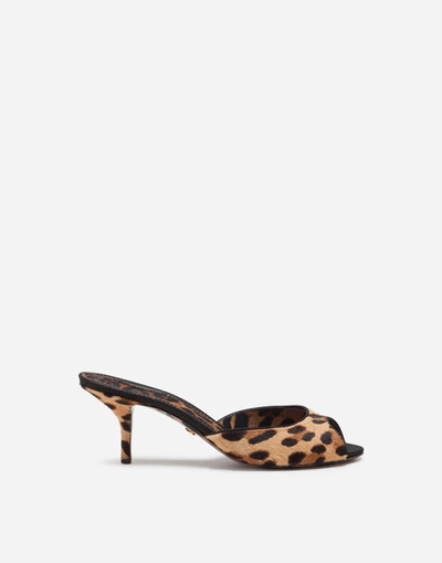 Shop Dolce & Gabbana Leopard-print Pony Hair Mules