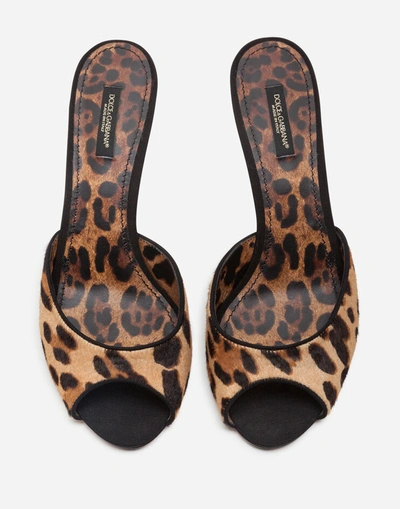 Shop Dolce & Gabbana Leopard-print Pony Hair Mules