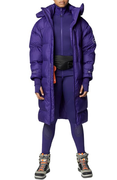 Adidas By Stella Mccartney Long Puffer Coat In Collegiate Purple Modesens