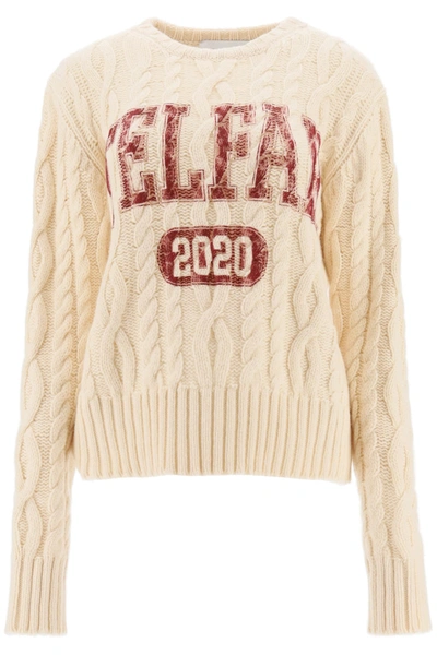 Shop Telfar Cable-knit Sweater With Logo In Off White (beige)