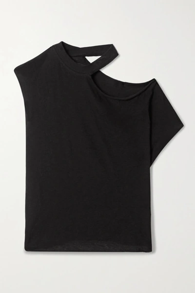 Shop Rta Axel Cutout Cotton And Cashmere-blend Jersey Top In Black