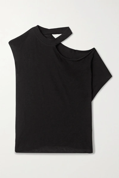 Rta Axel Cutout Cotton And Cashmere-blend Jersey Top In Black