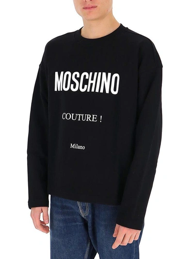 Shop Moschino Logo Printed Sweater In Black