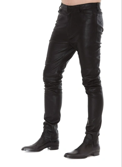 Shop Ann Demeulemeester Leather Pants In Black
