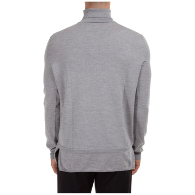 Shop Balmain Logo Turtleneck Knitted Jumper In Grey