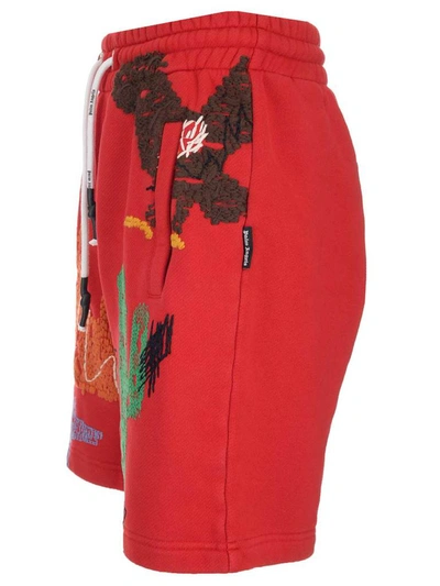 Shop Palm Angels Embroidered Shorts In Red