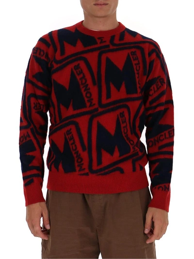 Shop Moncler Logo Knitted Sweater In Multi