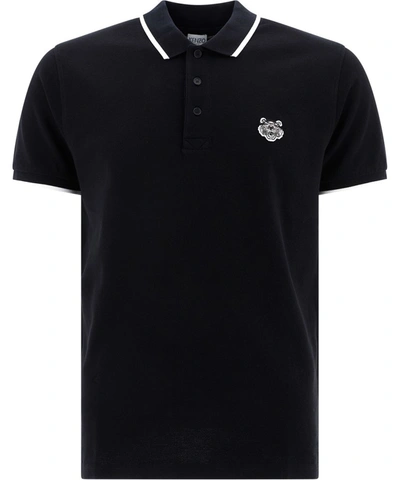 Shop Kenzo Tiger Embroidered Polo Shirt In Black