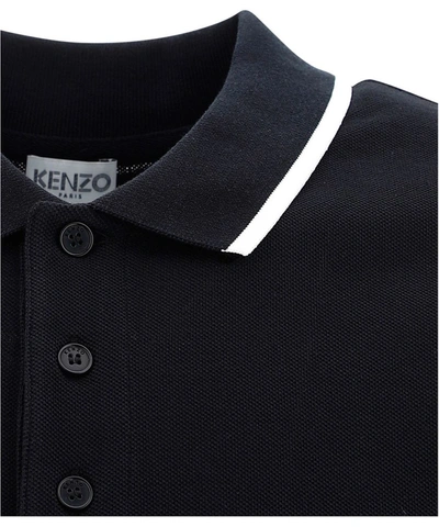 Shop Kenzo Tiger Embroidered Polo Shirt In Black