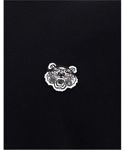 Shop Kenzo Tiger Embroidered Polo Shirt In Black