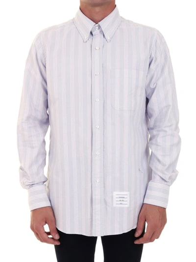 Shop Thom Browne Striped Shirt In Grey