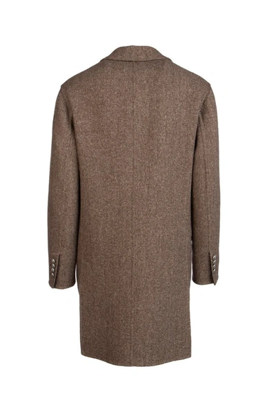 Shop Brunello Cucinelli Double Breasted Coat In Brown