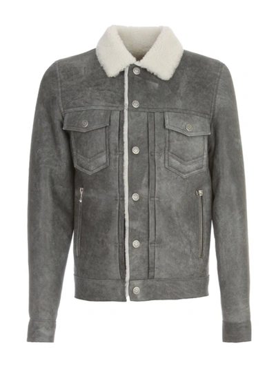 Shop Balmain Shearling Detailed Biker Jacket In Multi