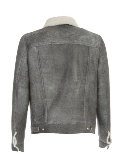 Shop Balmain Shearling Detailed Biker Jacket In Multi