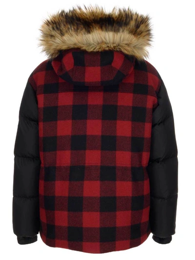 Shop Dsquared2 Checked Down Jacket In Red