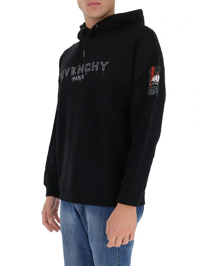 Shop Givenchy Sketch Logo Hoodie In Black