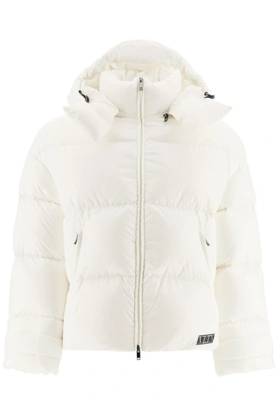 Shop Valentino Vltn Zipped Puffer Jacket In White