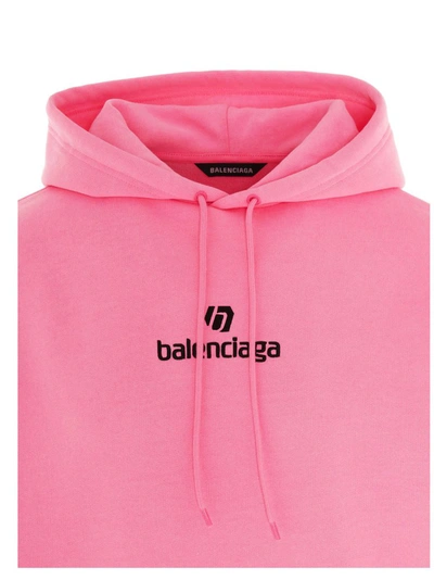 Shop Balenciaga Sponsor Print Hoodie In Pink