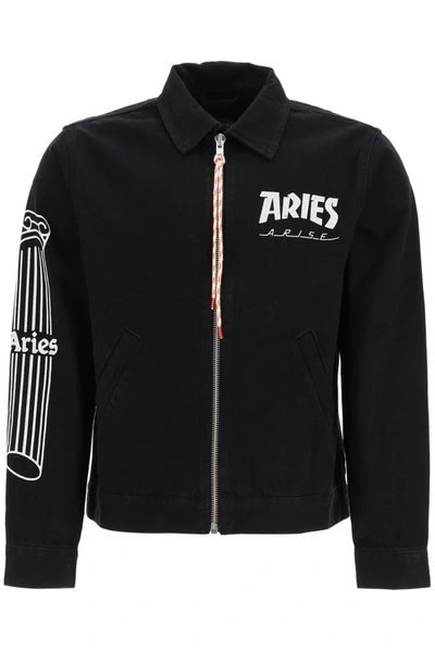 Shop Aries Column Zip Through Jacket In Black