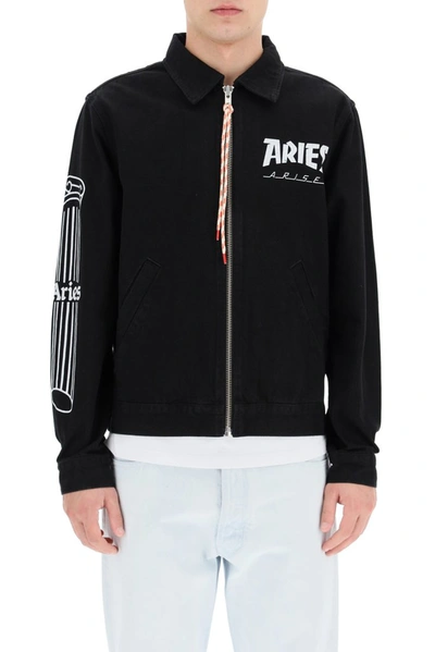 Shop Aries Column Zip Through Jacket In Black