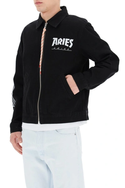 Shop Aries Column Zip Through Jacket In Black