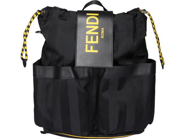 Fendi Logo Patch Drawstring Backpack In 
