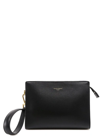 Shop Dolce & Gabbana Monreale Logo Print Small Clutch Bag In Black