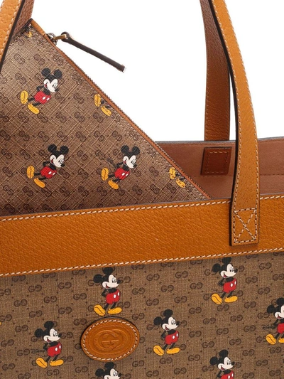 Shop Gucci X Disney Mickey Mouse Print Medium Tote Bag In Beige