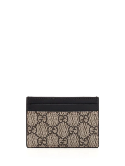 Shop Gucci Gg Supreme Bee Print Cardholder In Beige