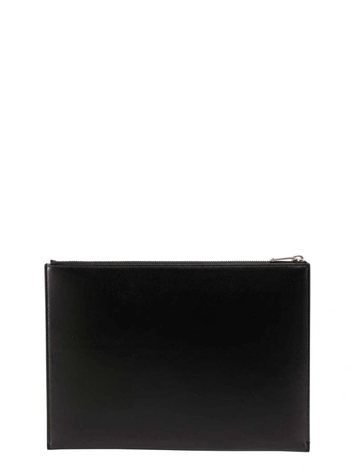 Shop Saint Laurent Tiny Monogram Zip Tablet Holder In Black