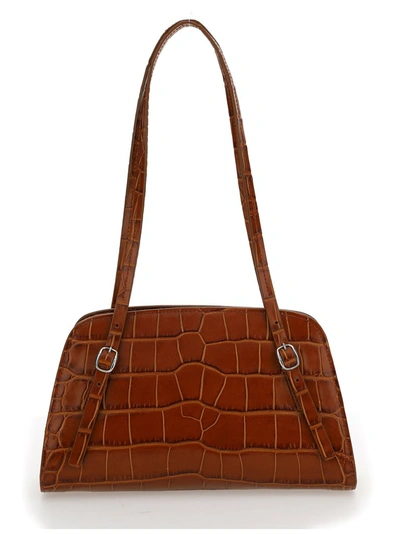 Shop By Far Lora Embossed Shoulder Bag In Brown