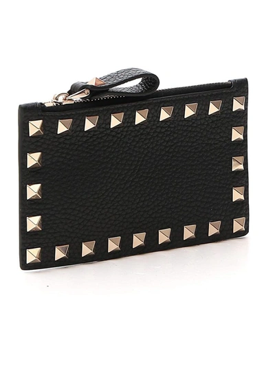 Shop Valentino Garavani Rockstud Zipped Cardholder In Black