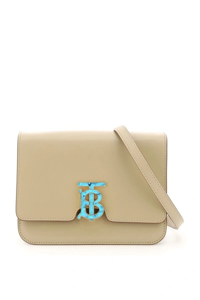 Shop Burberry Burbbery Small Tb Bag In Beige