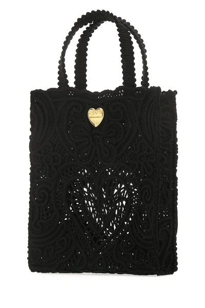 Shop Dolce & Gabbana Beatrice Small Lace Bag In Black