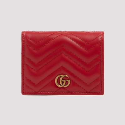 Shop Gucci Gg Marmont Card Case Wallet In Red